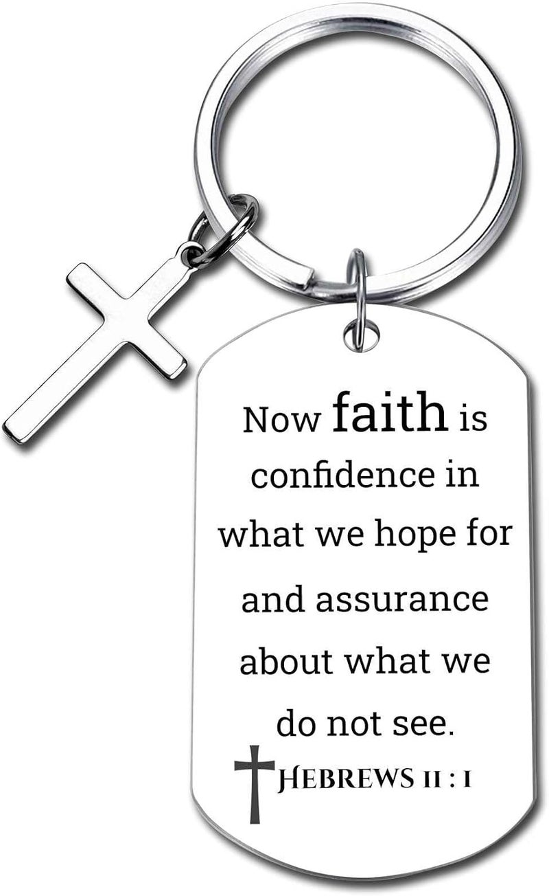 GiftYou Inspirational Scripture Metal Key Chains with Cross Pendant - Bible Verse Keychain Religious Gift for Christian - Image 1